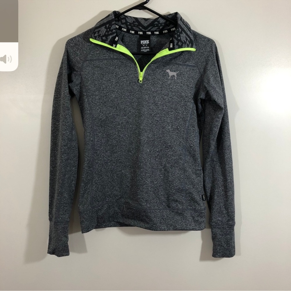 PINK Victoria's Secret Partial Zip Top Gray XS - Picture 5 of 7